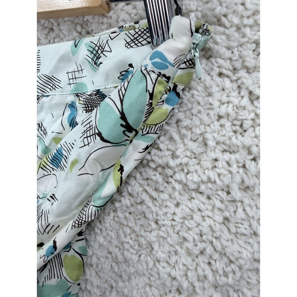 Merona Floral Skirt Womens 6 Green Blue Silk Excellent Fairycore A-Line Pleated - Picture 5 of 12